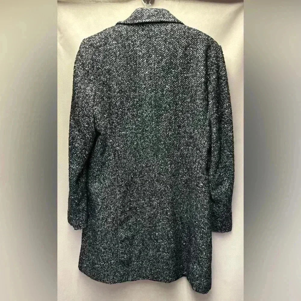 Anne Klein Women's Wool Blend Black and White Tweed Lightweight Coat Large - Picture 4 of 6